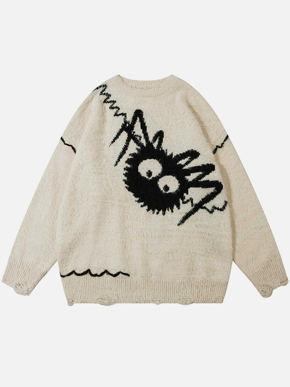 retro spider pattern sweater edgy & vibrant streetwear 8208