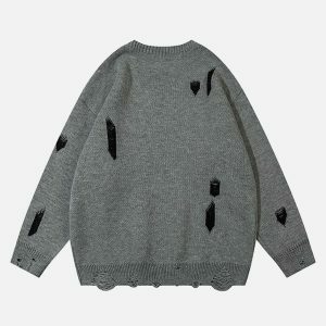 retro star fringe sweater edgy & vibrant streetwear 7895
