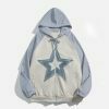 retro star patchwork hoodie edgy & vibrant streetwear 8873