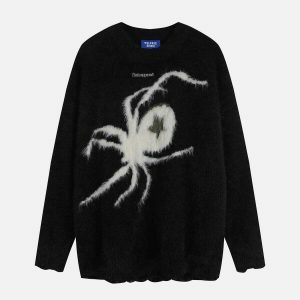 retro star spider sweater edgy & vibrant streetwear 8336