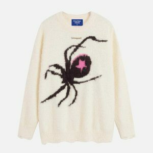 retro star spider sweater edgy & vibrant streetwear 8701