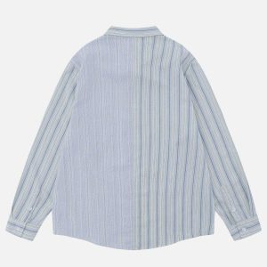 retro star stripe patchwork shirt   youthful urban appeal 1040