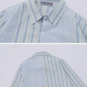 retro star stripe patchwork shirt   youthful urban appeal 2430