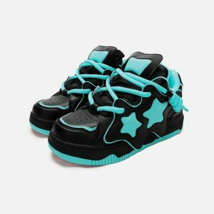 retro starryclimb skate shoes   bold color block design 7695
