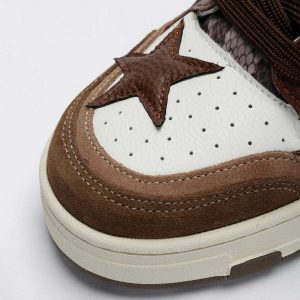 retro starryclimb skate shoes   vintage patchwork design 3064
