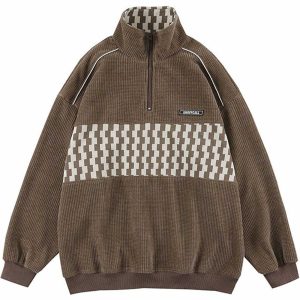 retro stitched sweatshirt   youthful & dynamic style 5343