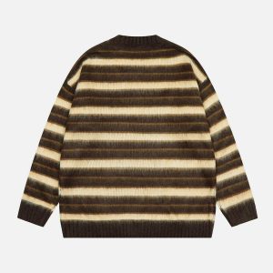 retro stripe patchwork sweater lazy & iconic style 1652