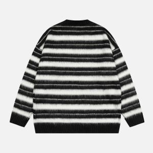 retro stripe patchwork sweater lazy & iconic style 6442