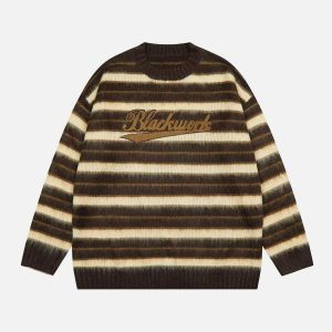 retro stripe patchwork sweater lazy & iconic style 7822