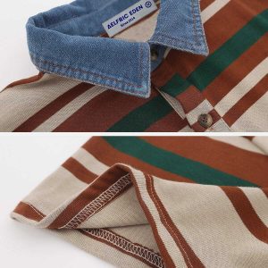 retro stripe polo tee   youthful & trendy streetwear 8453
