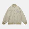 retro suede varsity jacket embroidered elegance 3598