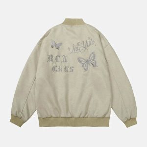 retro suede varsity jacket embroidered elegance 4176