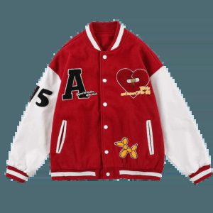retro tideeku red jacket   chic & youthful streetwear 6178