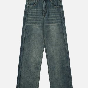 retro washed jeans with rough edge detail 5111
