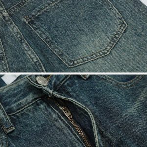retro washed jeans with rough edge detail 6070