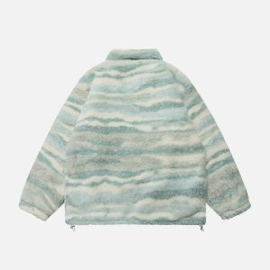 retro west coast sherpa coat with striped contrast 1649