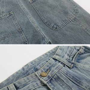 retro zipup flared jeans vintage wash & chic appeal 4256