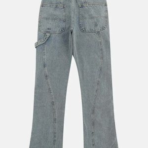 retro zipup flared jeans vintage wash & chic appeal 6105