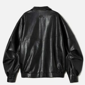 retro zipup leather jacket edgy & chic streetwear 3545