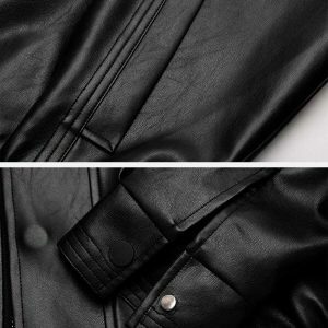 retro zipup leather jacket edgy & chic streetwear 4906