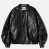 retro zipup leather jacket edgy & chic streetwear 8714