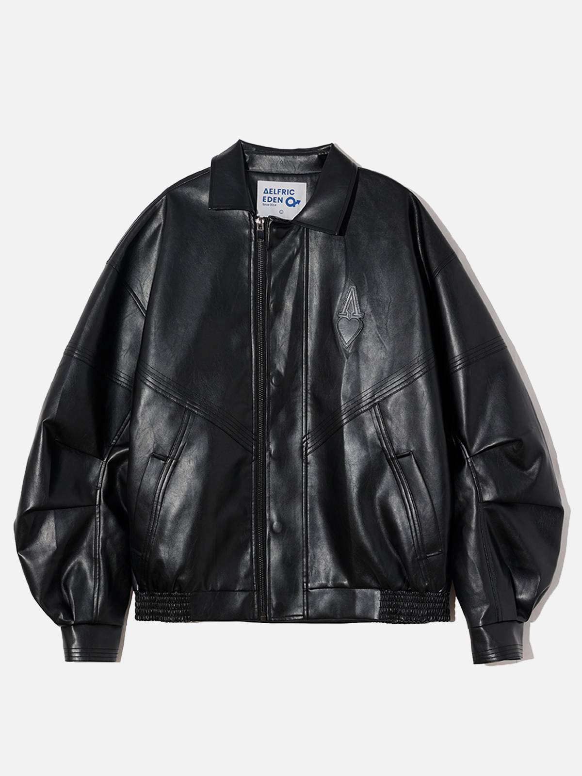 retro zipup leather jacket edgy & chic streetwear 8714