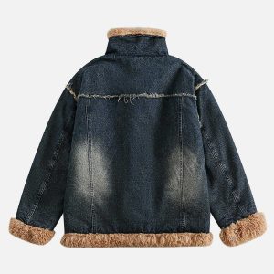 revolutionary denim patchwork sherpa coat 3987