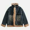 revolutionary denim patchwork sherpa coat 6646