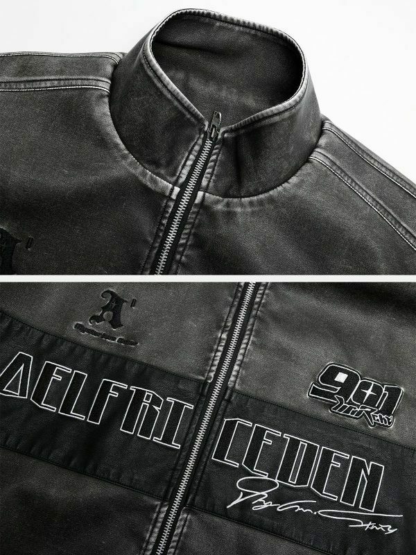 revolutionary embroidered racing jacket edgy & retro streetwear 1458