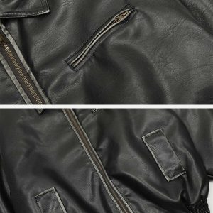 revolutionary multi pocket leather jacket 7142