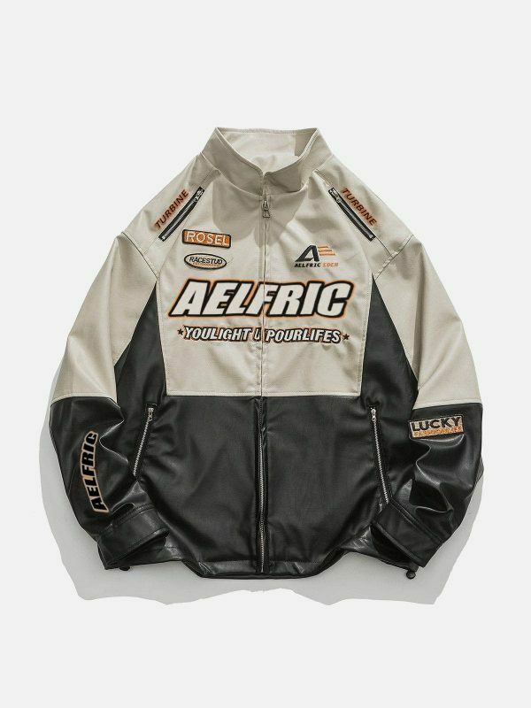 revolutionary patchwork racing jacket urban streetwear 1119