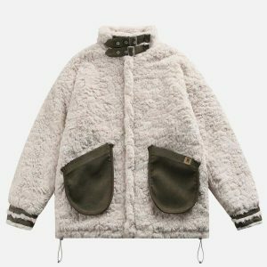 revolutionary patchwork sherpa coat urban fashion 8082