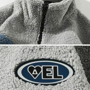 revolutionary patchwork sherpa coat vibrant & edgy 5617