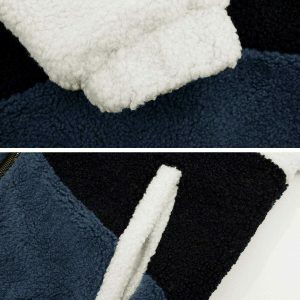 revolutionary patchwork sherpa coat vibrant & edgy 7138