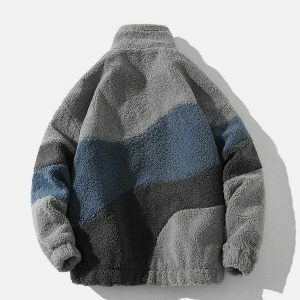 revolutionary patchwork sherpa coat vibrant & edgy 7615