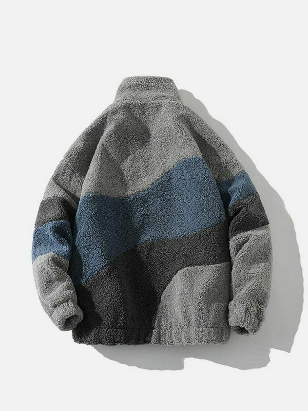 revolutionary patchwork sherpa coat vibrant & edgy 7615