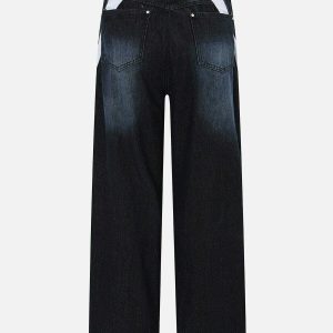 revolutionary patchwork stripe jeans edgy & sleek streetwear 4183