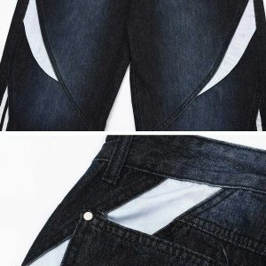 revolutionary patchwork stripe jeans edgy & sleek streetwear 8424