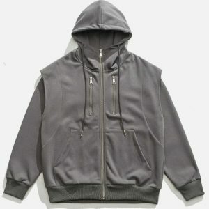 revolutionary patchwork zip up hoodie 6406