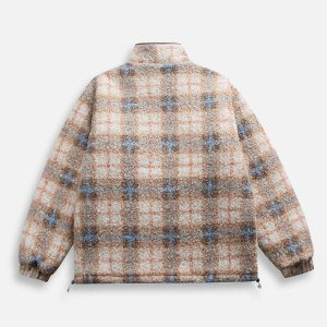 revolutionary plaid sherpa jacket with 3d pocket 4058