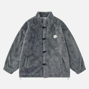 revolutionary sherpa coat with horn shape buttons 2406