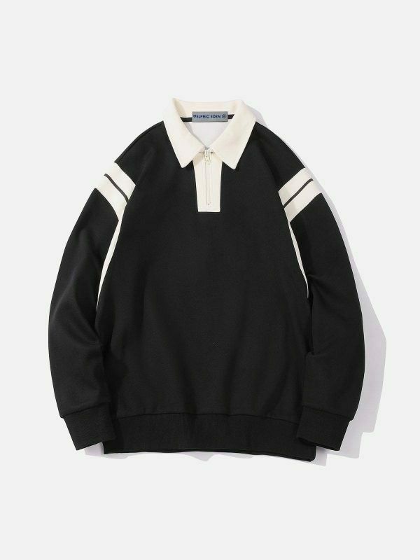 revolutionary stripe patchwork polo sweatshirt 2697