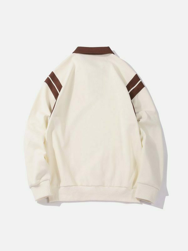 revolutionary stripe patchwork polo sweatshirt 4393