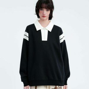 revolutionary stripe patchwork polo sweatshirt 8633