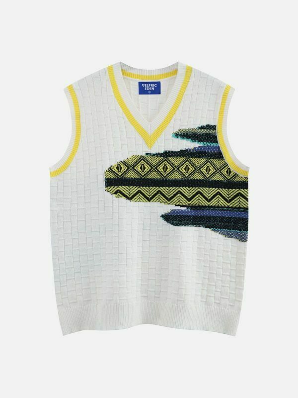 revolutionary tribal pattern sweater vest 1027