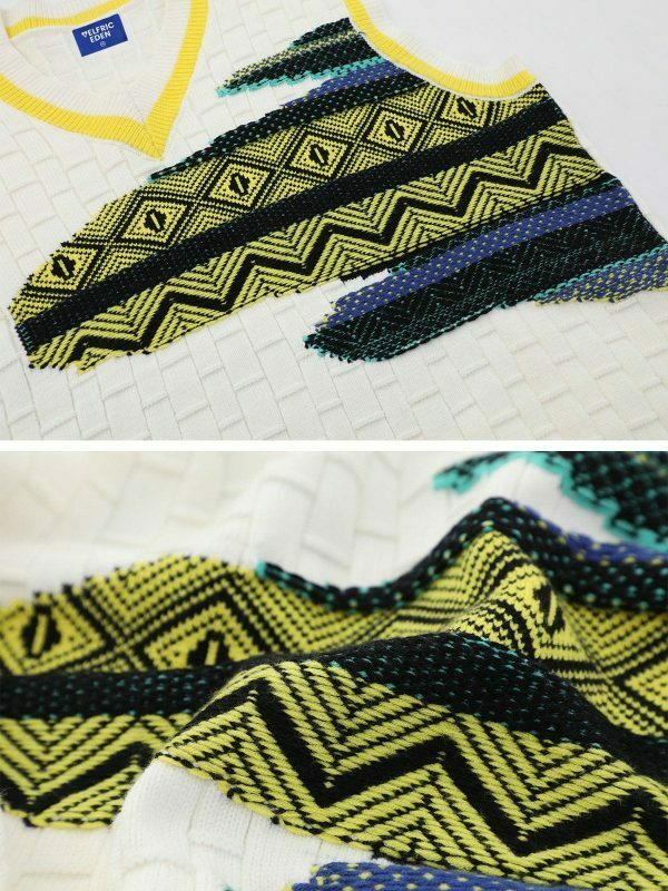 revolutionary tribal pattern sweater vest 5652