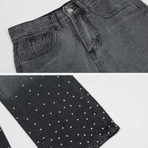 rhinestone gradient jeans iconic & vibrant streetwear 8145