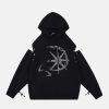 rhinestone graphic hoodie oversized & youthful style 4900