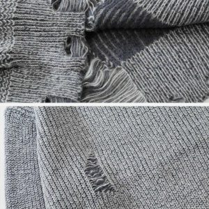 ripped knit sweater edgy ripped detail sweater youthful knit design 5418