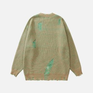 ripped knit sweater edgy ripped detail sweater youthful knit design 8940